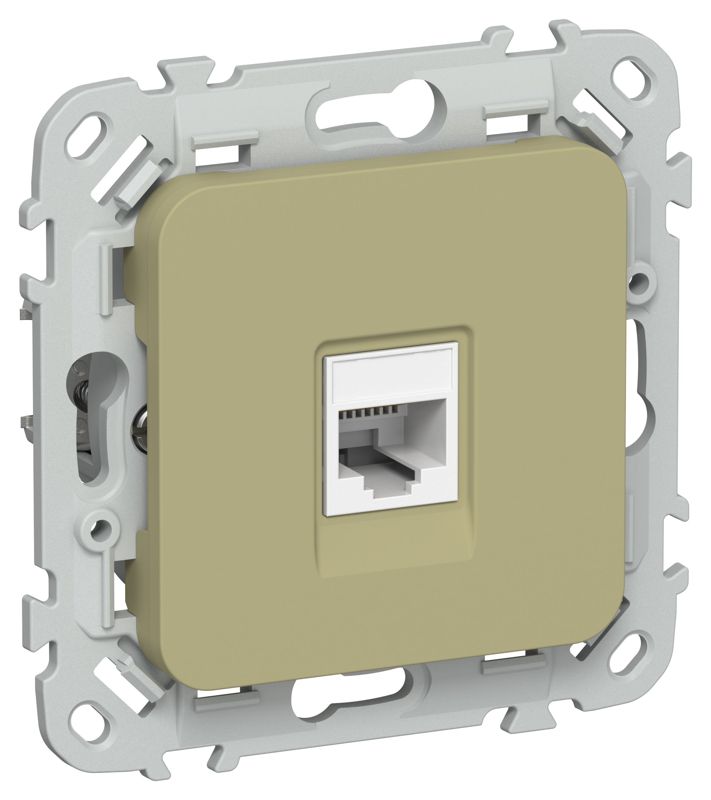 Розетка компьютерная СП FLITE РК5е-1-0-ФлО RJ45 кат.5E UTP механизм олив. IEK FI-K12-1-K26