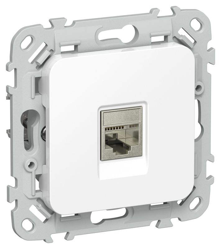 Розетка компьютерная СП FLITE РК6-1-1-ФлБ RJ45 кат.6 STP механизм бел. IEK FI-K11-2-K01