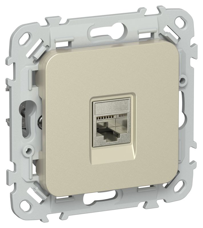 Розетка компьютерная СП FLITE РК6-1-1-ФлШ RJ45 кат.6 STP механизм шампань IEK FI-K11-2-K37