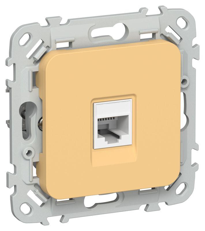 Розетка компьютерная СП FLITE РК6-1-0-ФлЗ RJ45 кат.6 UTP механизм золотарник IEK FI-K12-2-K90