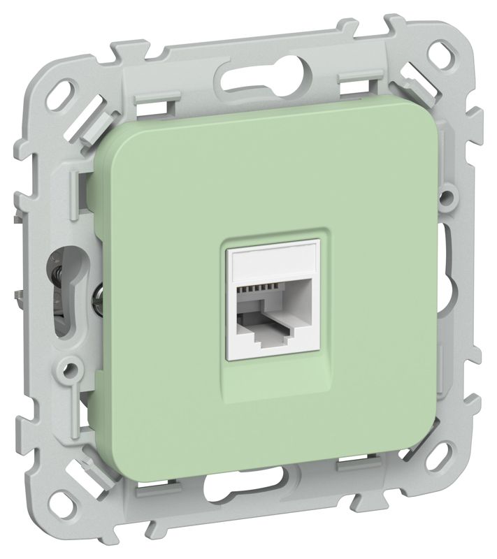 Розетка компьютерная СП FLITE РК6-1-0-ФлФ RJ45 кат.6 UTP механизм фисташк. IEK FI-K12-2-K93