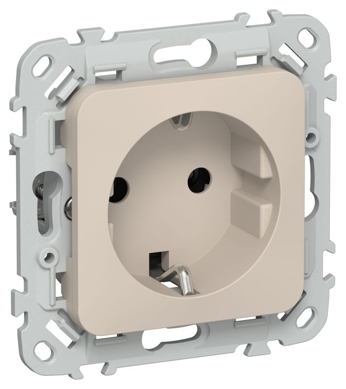 Розетка СП FLITE РС11-0-ФлЛ 16А с заземл. без защ. шторок механизм льняной IEK FI-R11-16-K88
