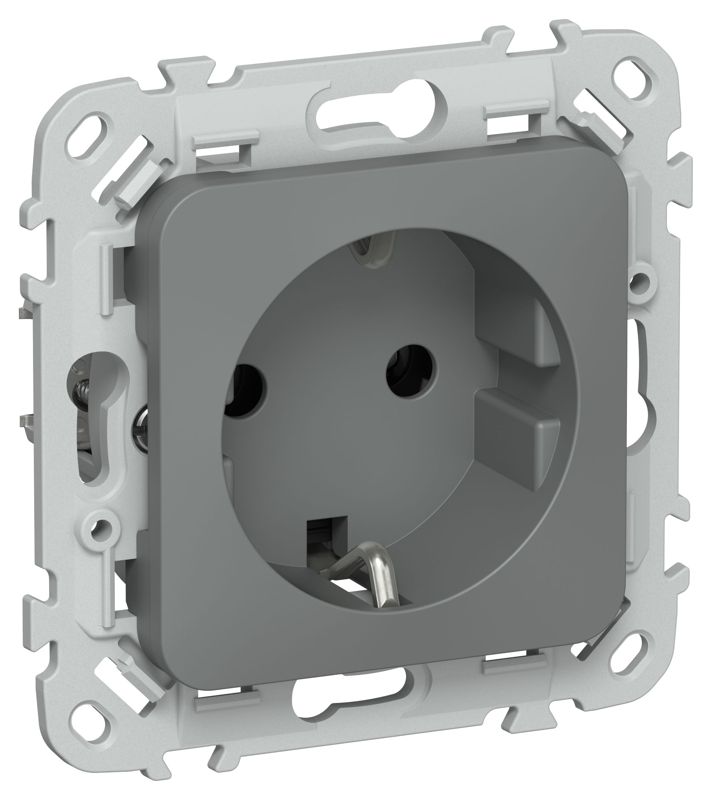 Розетка СП FLITE РС11-0-ФлМА 16А с заземл. без защ. шторок механизм мокрый асфальт IEK FI-R11-16-K80