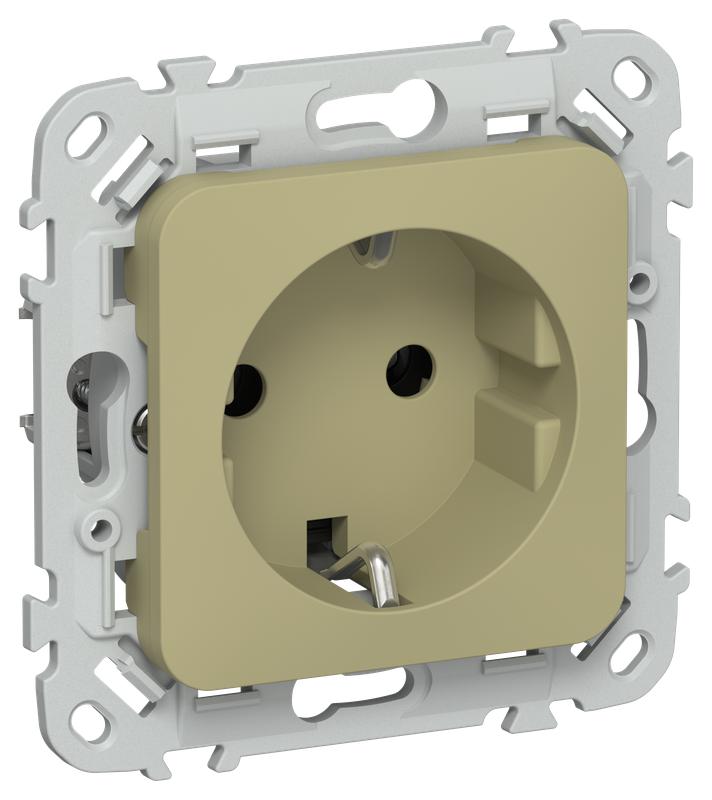 Розетка СП FLITE РС11-0-ФлО 16А с заземл. без защ. шторок механизм олив. IEK FI-R11-16-K26