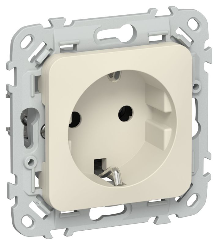 Розетка СП FLITE РС11-0-ФлСл 16А с заземл. без защ. шторок механизм сливочный IEK FI-R11-16-K86