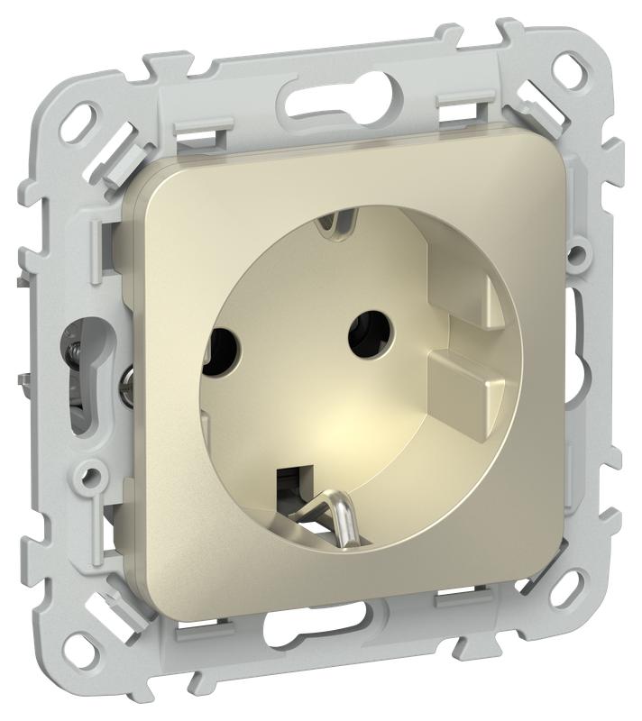 Розетка СП FLITE РС11-0-ФлШ 16А с заземл. без защ. шторок механизм шампань IEK FI-R11-16-K37