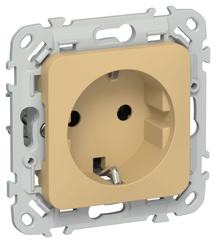 Розетка СП FLITE РС11-0-ФлШм 16А с заземл. без защ. шторок механизм шамуа IEK FI-R11-16-K89