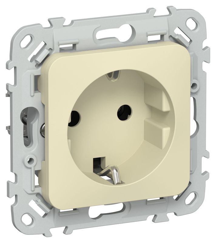 Розетка СП FLITE РС11-1-ФлН 16А с заземл. без защ. шторок безвинтовое крепление механизм навахо IEK FI-R11-16-1-K87