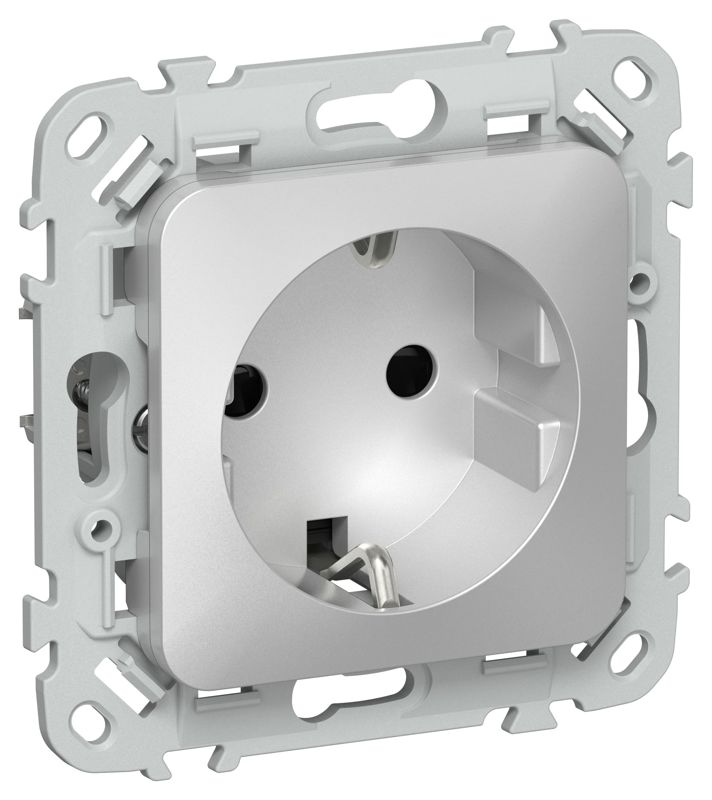 Розетка СП FLITE РСш11-0-ФлА 16А с заземл. с защ. шторками механизм алюм. IEK FI-R14-16-K47