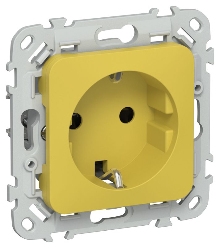 Розетка СП FLITE РСш11-0-ФлЖК 16А с заземл. с защ. шторками механизм желт. карри IEK FI-R14-16-K44