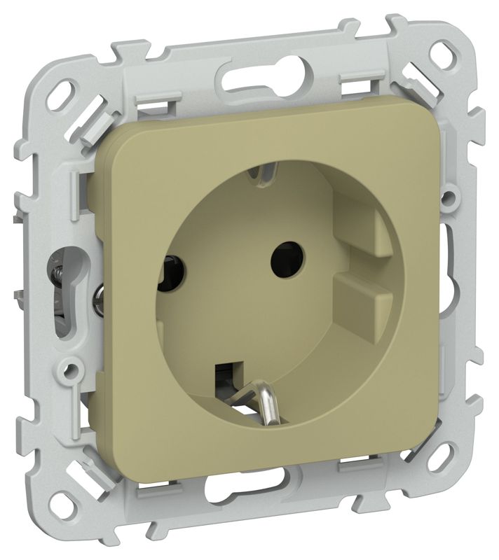 Розетка СП FLITE РСш11-0-ФлО 16А с заземл. с защ. шторками механизм олив. IEK FI-R14-16-K26