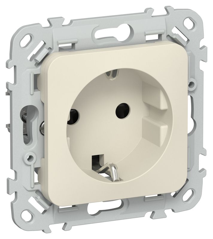 Розетка СП FLITE РСш11-0-ФлСл 16А с заземл. с защ. шторками механизм сливочный IEK FI-R14-16-K86