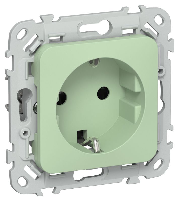 Розетка СП FLITE РСш11-0-ФлФ 16А с заземл. с защ. шторками механизм фисташк. IEK FI-R14-16-K93