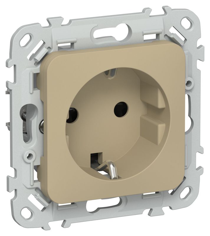 Розетка СП FLITE РСш11-0-ФлХ 16А с заземл. с защ. шторками механизм хаки IEK FI-R14-16-K59