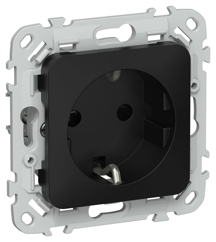Розетка СП FLITE РСш11-0-ФлЧ 16А с заземл. с защ. шторками механизм черн. IEK FI-R14-16-K02