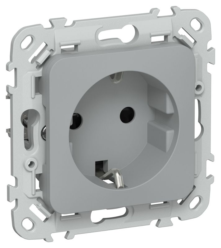 Розетка СП FLITE РСш11-1-ФлС 16А с заземл. с защ. шторками безвинтовое крепление механизм сер. IEK FI-R14-16-1-K03