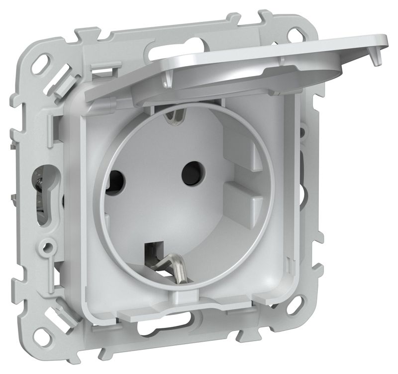 Розетка СП FLITE РСшкр11-0-44-ФлЖ 16А IP44 с заземл. с защ. шторками и крышкой механизм жемчуж. IEK FI-R16-16-44-K36
