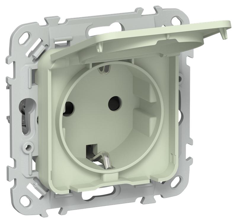Розетка СП FLITE РСшкр11-0-44-ФлП 16А IP44 с заземл. с защ. шторками и крышкой механизм панг IEK FI-R16-16-44-K92
