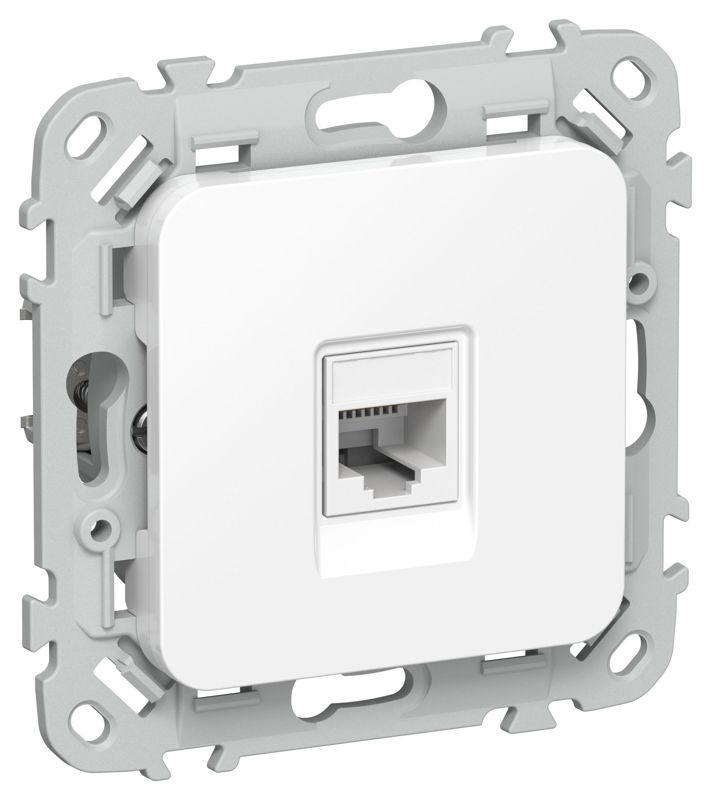 Розетка телефонная СП FLITE РТ3-1-ФлБ RJ11 кат.3 механизм бел. IEK FI-T10-K01