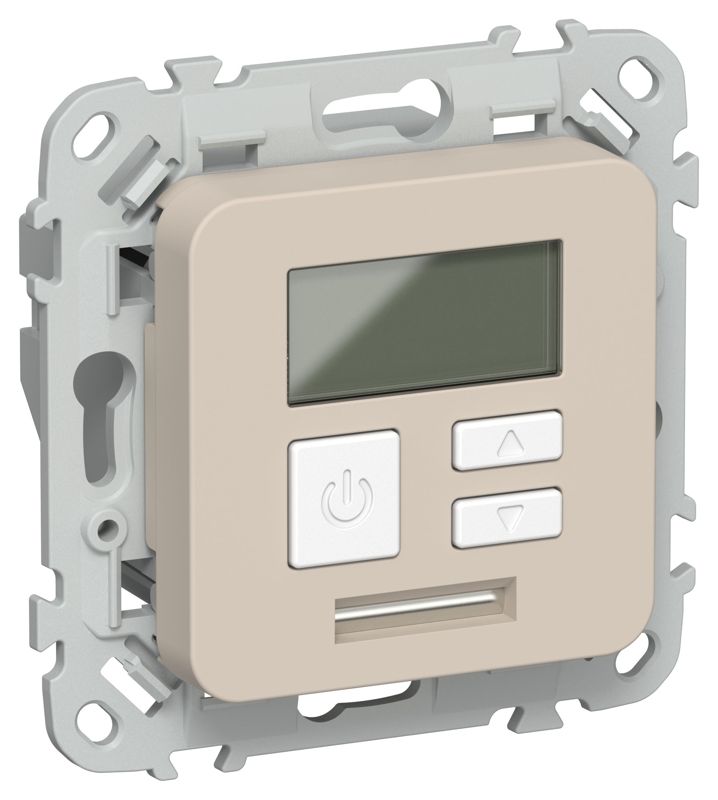 Термостат электронный СП FLITE Т-ФлЛ 16А с дисплеем механизм льняной IEK FI-RT11-K88