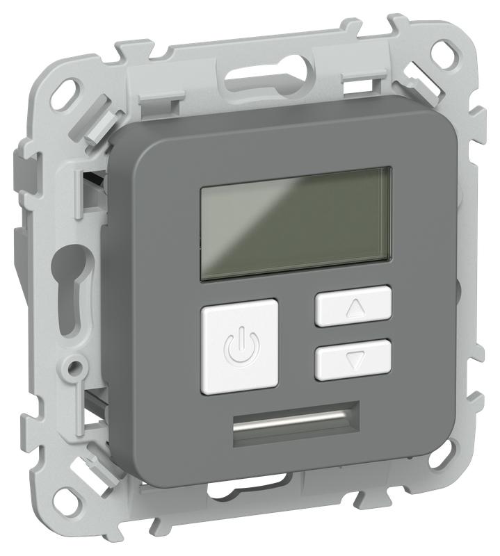 Термостат электронный СП FLITE Т-ФлМА 16А с дисплеем механизм мокрый асфальт IEK FI-RT11-K80