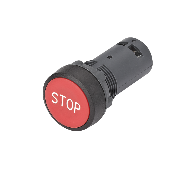 Кнопка моноблочная SB7 22мм с возвратом с маркировкой "STOP" пластик 1НО+1НЗ IP65 красн. SE SB7NA4534