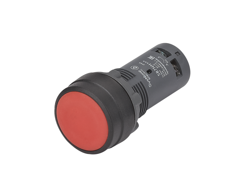 Кнопка моноблочная SB7 22мм с фиксацией пластик 1НО+1НЗ IP65 красн. SE SB7NH45