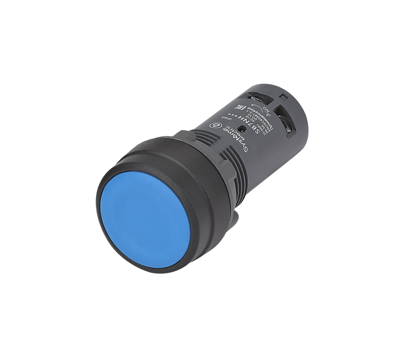 Кнопка моноблочная SB7 22мм с фиксацией пластик 1НО+1НЗ IP65 син. SE SB7NH65