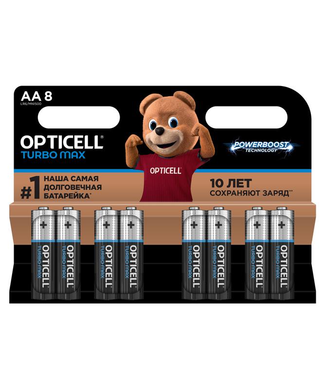 Элемент питания алкалиновый AA/LR6 (блист. 8шт) Turbo Max Opticell 6053007