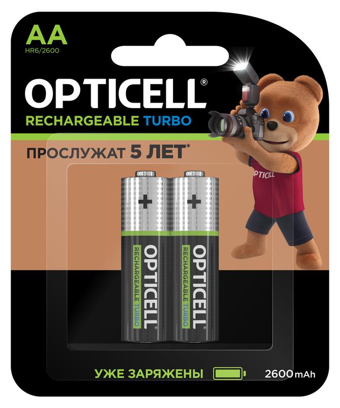 Аккумулятор AA/HR6 1.2В 2600мА.ч Ni-MH (блист.2шт) Turbo Opticell 6080001