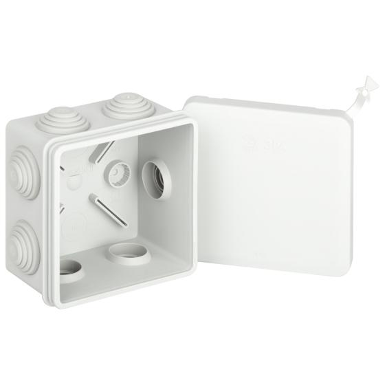 Коробка распаячная ОП 80х80х50мм IP55 с гермовводами 7 входов прямой монтаж сер. KOR-80-80-50-7gv-MP Эра Б0069877