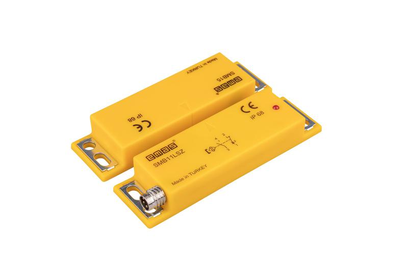 Датчик магнитный (1НЗ+1НО) разъем M8х4 (расст. сраб. 5мм) индикация LED левый выход IP68 EMAS SMB11LSZ-B15