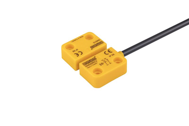 Датчик магнитный (2НЗ) провод 2м (расст. сраб. 5мм) правый выход IP68 EMAS SMS20RC2-S15