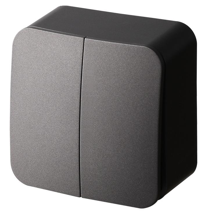 Выключатель 2-кл. ОП 10А IP20 антрацит Jasmart FS3023B