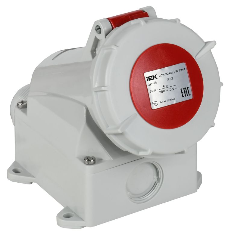 Розетка стационарная ССИ-1142 16А 4п 3P+PE 6ч 380В IP67 IEK PSR12-016-4-0-67
