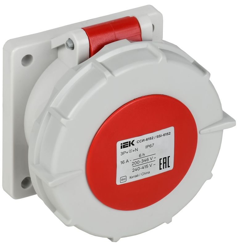Розетка встраиваемая прямая ССИ-6152 16А 5п 3P+PE+N 6ч 380В IP67 IEK PSR62-016-5-0-67