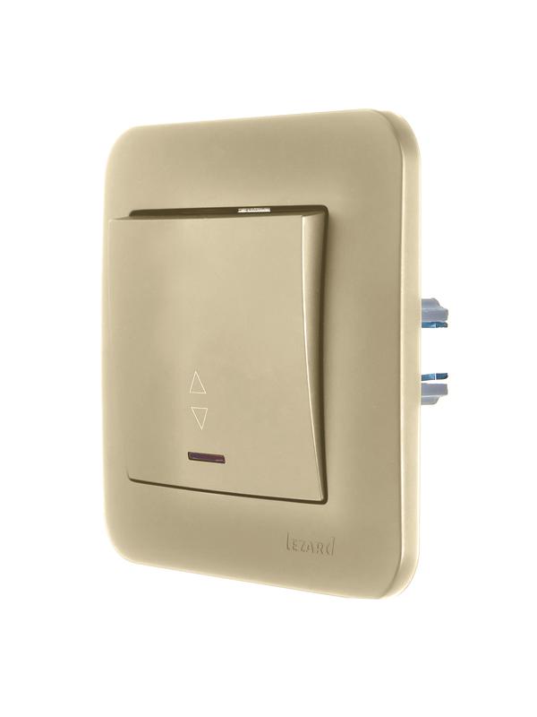 Переключатель проходной 1-кл. 1п СП ASTI 10А IP20 с подсветкой зол. LEZARD 7081-3636-114