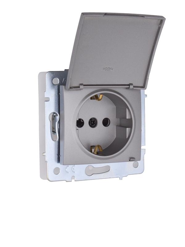 Розетка 1-м СП ASTI 16А IP44 с заземл. с крышкой ПБТ механизм платина LEZARD 7081-3588-123BIPCH