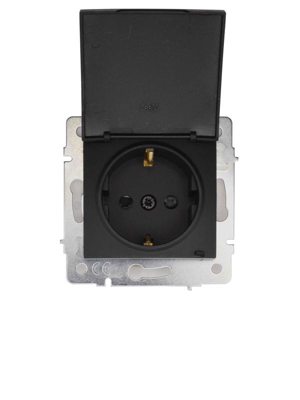 Розетка 1-м СП ASTI 16А IP44 с заземл. с крышкой ПБТ механизм черн. LEZARD 7081-4288-123BIPCH