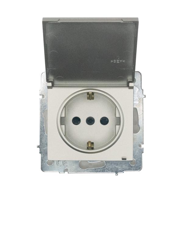 Розетка 1-м СП VESNA 16А IP44 с заземл. с крышкой ПБТ механизм титан. LEZARD 742-3788-123BIPCH