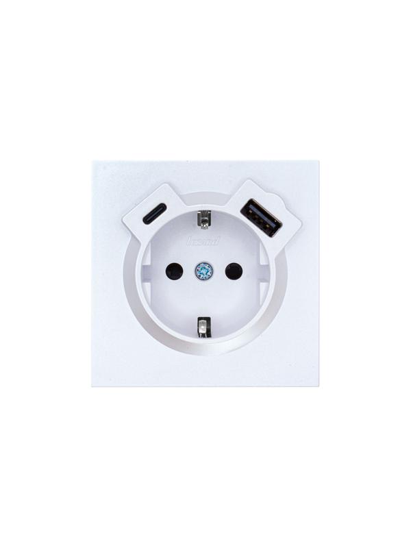 Розетка 1-м СП ZIMA 16А IP20 с заземл. + TC + USB механизм бел. искра матов. LEZARD 704-1488-181TC