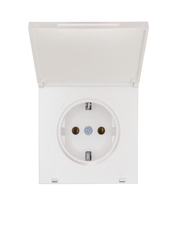 Розетка 1-м СП ZIMA 16А IP20 с заземл. с крышкой ПБТ безвинтовой зажим/клемма механизм бел. искра матов. LEZARD 704-1488-123BQC