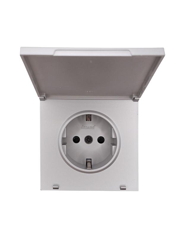 Розетка 1-м СП ZIMA 16А IP44 с заземл. с крышкой ПБТ безвинтовой зажим/клемма механизм сер. матов. LEZARD 704-7488-123BIPCHQC