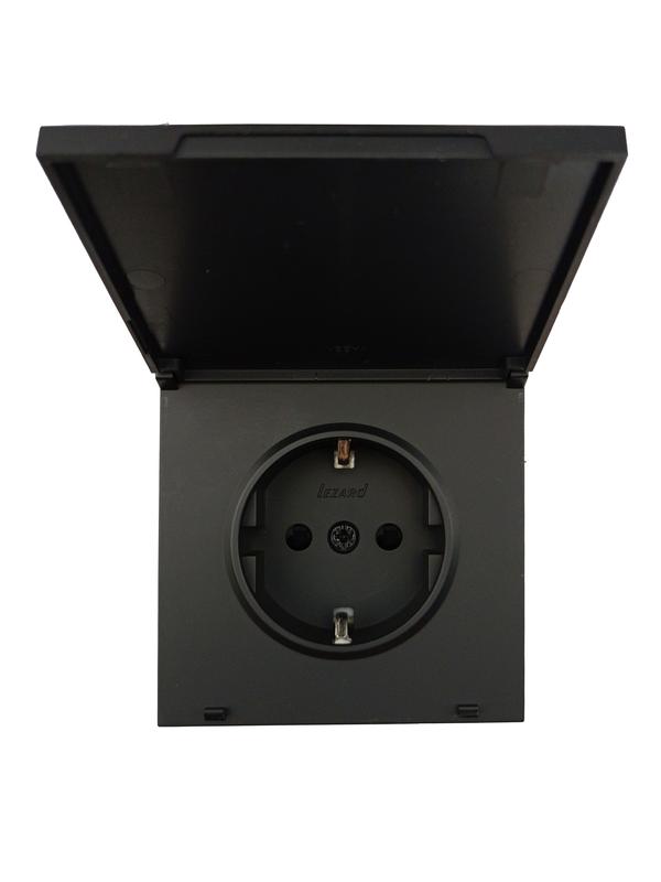 Розетка 1-м СП ZIMA 16А IP44 с заземл. с крышкой ПБТ безвинтовой зажим/клемма механизм черн. LEZARD 704-4288-123BPCH