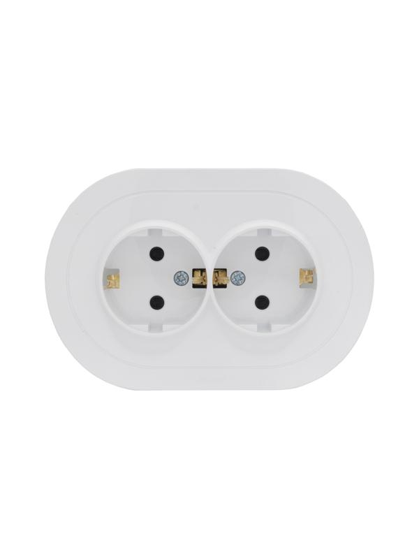 Розетка 2-м СП OSEN 16А IP20 круглая с заземл. с защ. от детей ПБТ бел. LEZARD 744-0200-127BPCH