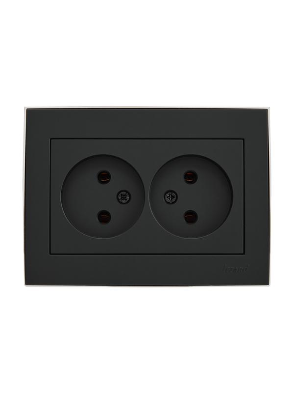 Розетка 2-м СП RAIN 16А IP20 без заземл. керамика черн. бархат + хром LEZARD 703-4225-128