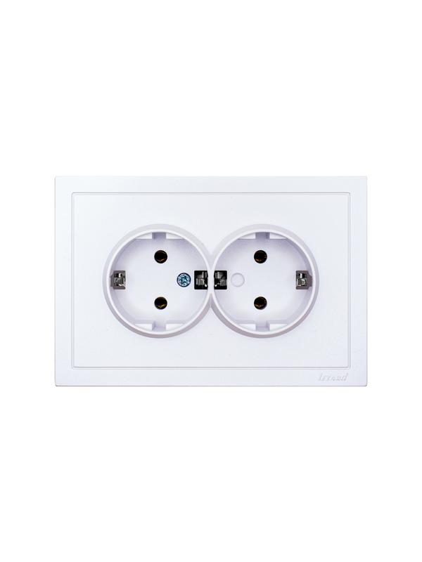 Розетка 2-м СП ZIMA 16А IP20 с заземл. ПБТ безвинтовой зажим/клемма бел. искра матов. LEZARD 704-1400-127BQC