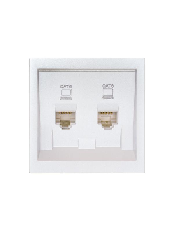 Розетка компьютерная 2-м СП ZIMA IP20 RJ45 с модулем кат.6 механизм бел. искра матов. LEZARD 704-1488-142