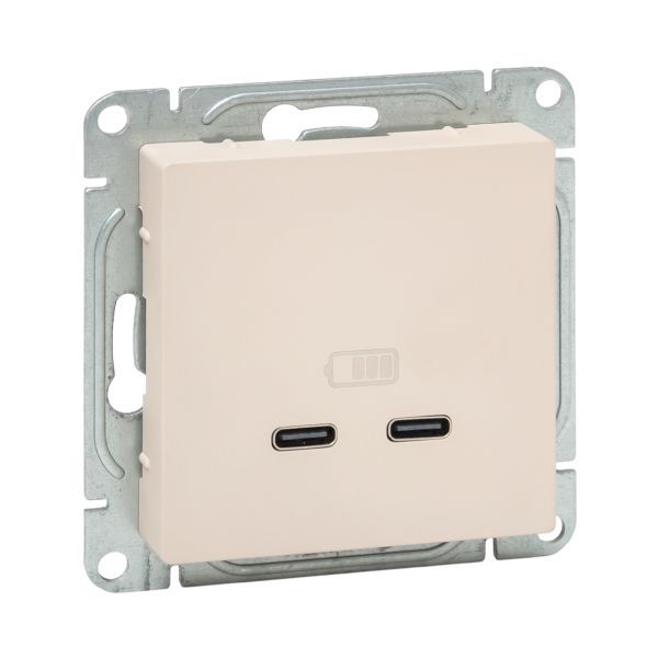 Розетка 2-м СП Эпика USB-C механизм крем. EKF UP1-SOI-2USBC