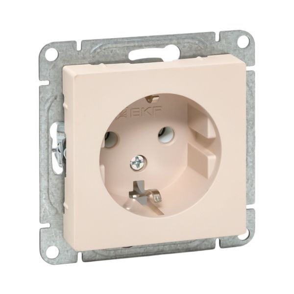 Розетка СП Эпика 16А с заземл. без защ. шторок механизм крем. EKF UP1-SOI-110